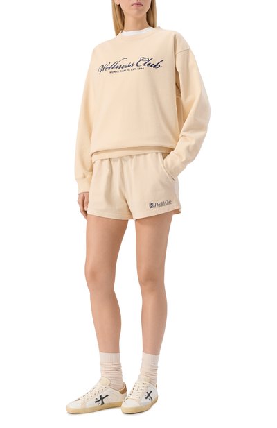 Хлопковые шорты SPORTY AND RICH кремового цвета по цене 14300 руб., арт. SH037620080CR01, фото 2 Хлопковые шорты SPORTY AND RICH, арт. SH037620080CR01, фото 2