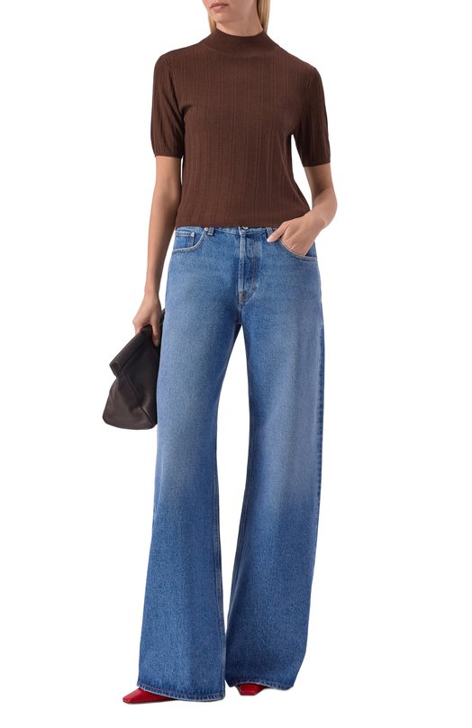 Пуловер из лиоцелла и шерсти Officine Generale S26WKNT301 Коричневый  S26WKNT301 Фото 2