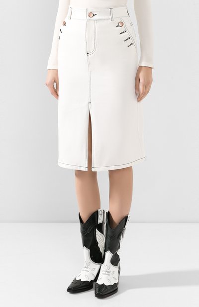 Джинсовая юбка SEE BY CHLOÉ белого цвета по цене 34300 руб., арт. CHS19ADJ02161, фото 3 Джинсовая юбка SEE BY CHLOÉ, арт. CHS19ADJ02161, фото 3