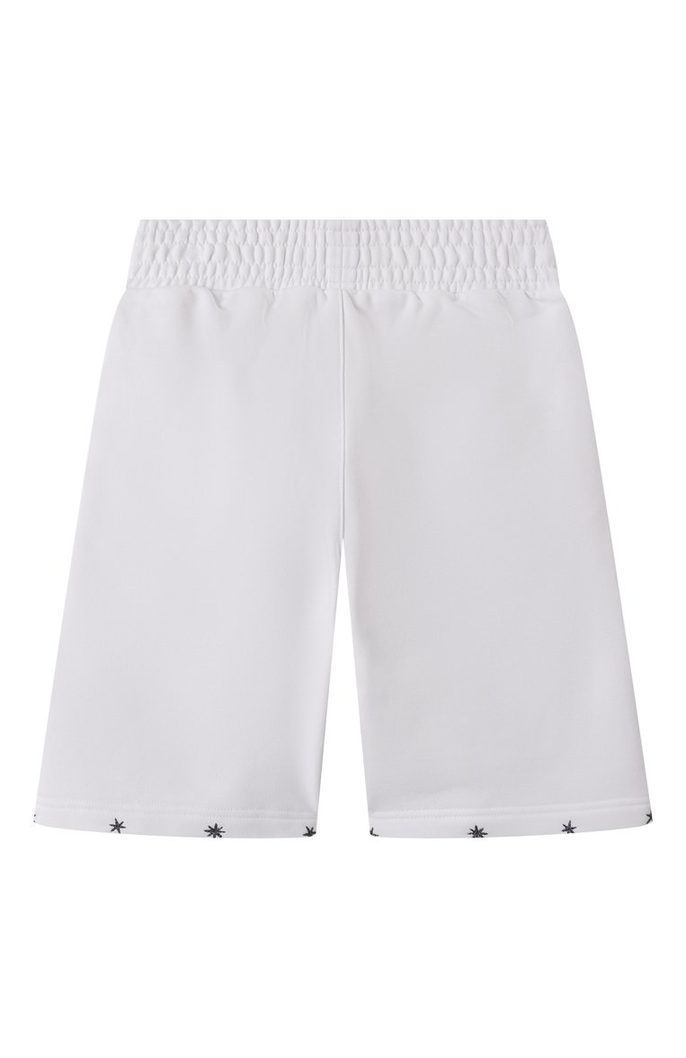 Детские хлопковые шорты GIVENCHY белого цвета, арт. H30710 | Фото 2 (Нос: Не проставлено; Материал подклада: Хлопок; Случай: Повседневный; Мальчики Кросс-КТ: Шорты-спорт; Материал внешний: Хлопок; Ростовка одежда: 5 лет | 110 см, 13 - 15 лет | 158 см, 7 лет | 122 см, 9 лет | 134 см, 12 лет | 152 см)