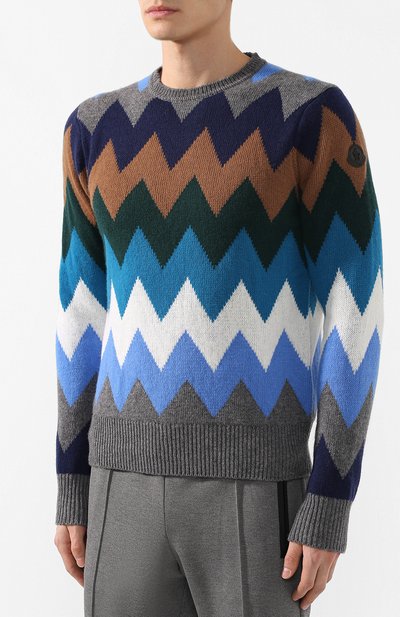 Шерстяной свитер с принтом MONCLER, арт. D2-091-90302-00-969A4, фото 3