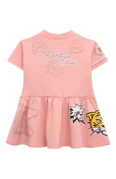 Детское хлопковое платье KENZO розового цвета, арт. K60207/3-5 | Фото 2 (Рукава: Короткие; Драгоценные камни: Проставлено; Материал внешний: Хлопок; Материал сплава: Проставлено; Девочки Кросс-КТ: Платье-одежда; Случай: Повседневный; Ростовка одежда: 24 мес | 92 см, 4 года | 104 см)