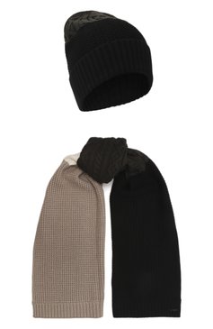 Детский комплект из шапки и шарфа EMPORIO ARMANI черного цвета, арт. 407526/3F488 | Фото 1 (Материал сплава: Проставлено; Материал: Синтетический материал, Текстиль, Шерсть; Нос: Не проставлено)