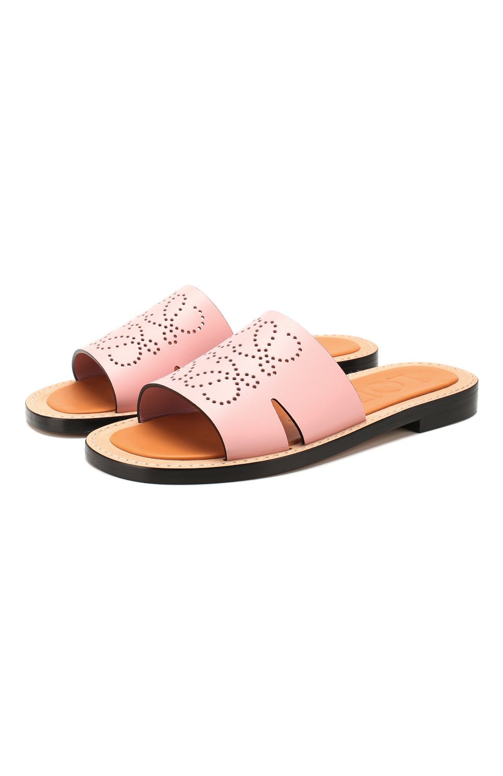 Кожаные шлепанцы LOEWE розового цвета по цене 55700 руб., арт. 453.10.860, фото 1 Кожаные шлепанцы LOEWE, арт. 453.10.860, фото 1