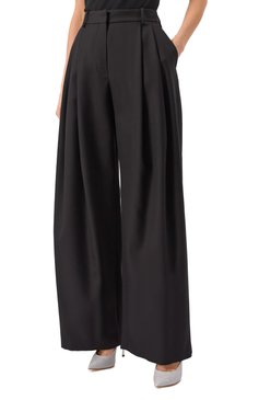 Женские шерстяные брюки NINA RICCI черного цвета, арт. 25PCPA002/WV0322 | Фото 3 (Длина (брюки, джинсы): Стандартные; Материал внешний: Шерсть; Женское Кросс-КТ: Брюки-одежда; Стили: Кэжуэл; Силуэт Ж (брюки и джинсы): Широкие; Автоматизация состава: Проставлено; Автоматизация ТО: Проставлено)