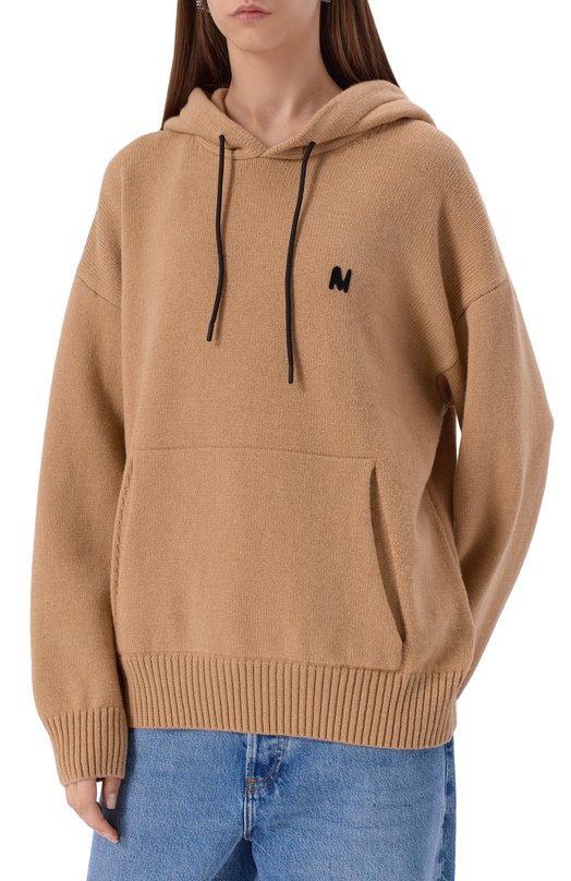 Худи из шерсти и кашемира MSGM 3940MM205/257596 Бежевый  3940MM205/257596 Фото 3