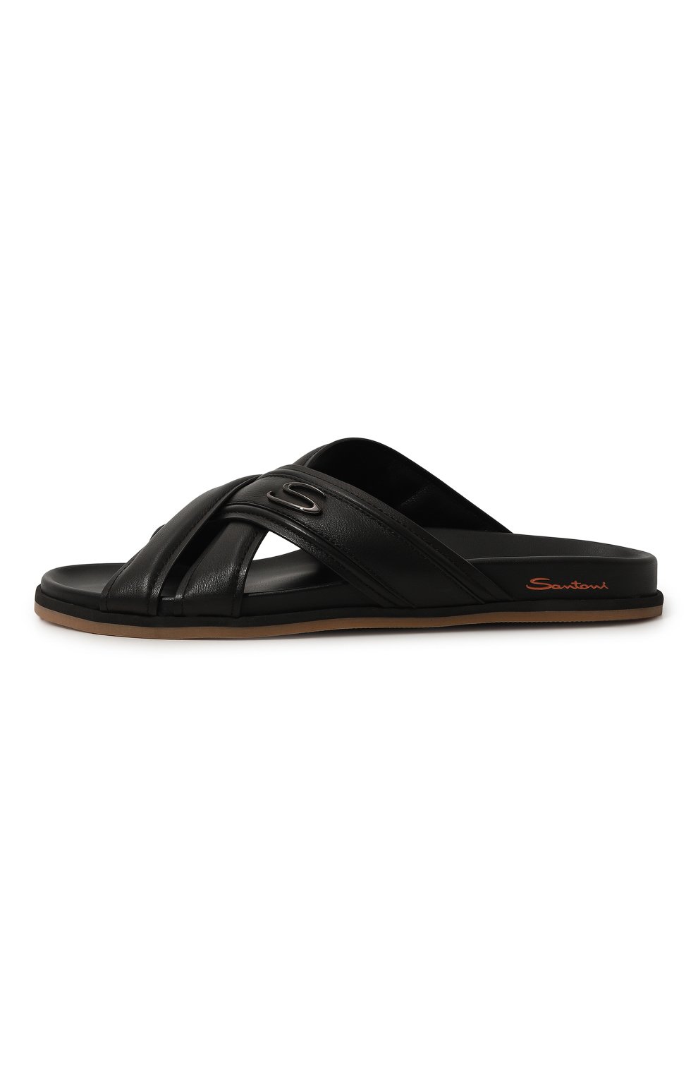 Кожаные шлепанцы erik SANTONI черного цвета по цене 59950 руб., арт. MCEG18089HV6MTZ8U60, фото 4 Кожаные шлепанцы erik SANTONI, арт. MCEG18089HV6MTZ8U60, фото 4