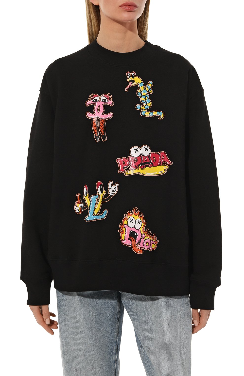 Хлопковый свитшот DOMREBEL черного цвета по цене 31150 руб., арт. LUXURY/SWEATSHIRT, фото 3 Хлопковый свитшот DOMREBEL, арт. LUXURY/SWEATSHIRT, фото 3