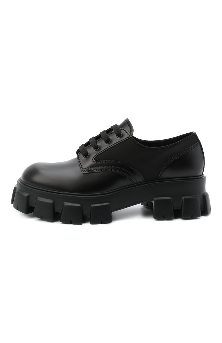 Мужские кожаные дерби PRADA черного цвета, арт. 2EE342-3L09-F0002 | Фото 3 (Стили: Классический; Региональные ограничения белый список (Axapta Mercury): Не проставлено; Нос: Не проставлено; Материал внешний: Натуральная кожа)