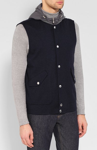 Кашемировый жилет на кнопках с капюшоном BRUNELLO CUCINELLI, арт. ML8003811G, фото 3