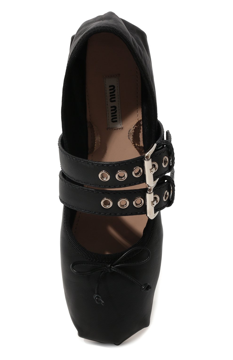 Кожаные балетки MIU MIU черного цвета по цене 78000 руб., арт. 5F466A-3I2X-F0002-005, фото 6 Кожаные балетки MIU MIU, арт. 5F466A-3I2X-F0002-005, фото 6