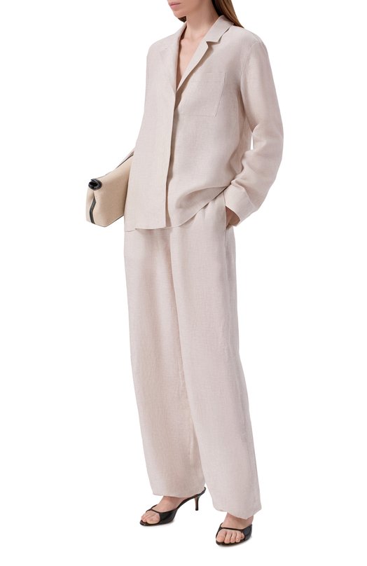 Льняная рубашка 12 STOREEZ 137457 Бежевый  137457 Фото 2