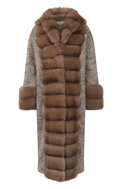 Пальто с меховой отделкой MANZONI24, арт. 20M854-PAZ/BEIGE/CHAMPAGNE/38-46, фото 1