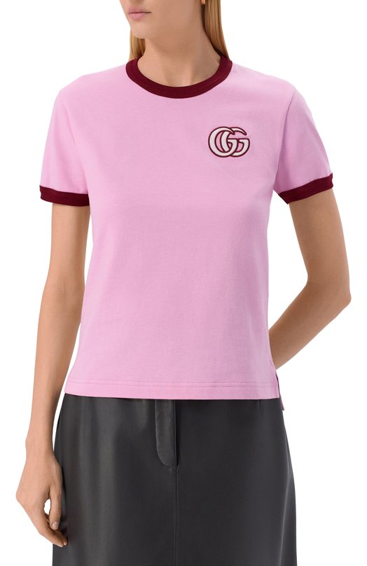 Хлопковая футболка Gucci 818787/XJG5A Розовый  818787/XJG5A Фото 3