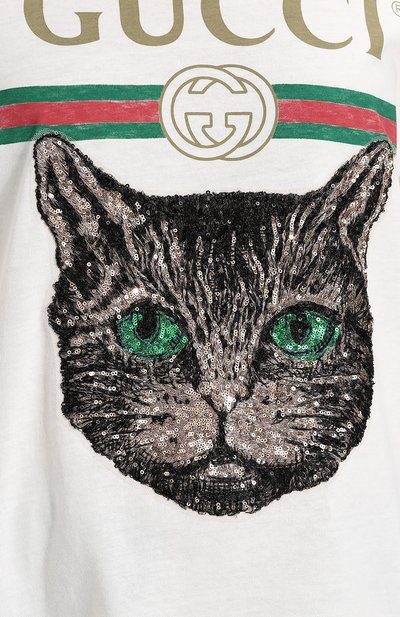 Хлопковая футболка с принтом и пайетками GUCCI, арт. 492347/X3L17, фото 5