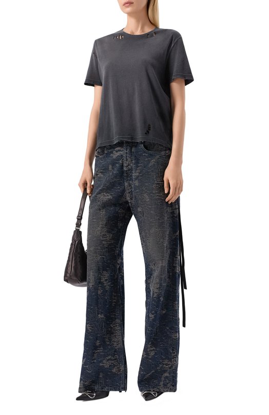 Хлопковая футболка Ann Demeulemeester B0013500/FA638 Серый  B0013500/FA638 Фото 2