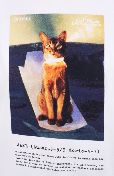 Хлопковая футболка MIU MIU, арт. MJN289-1YXS-F0009, фото 5