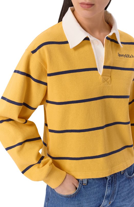 Хлопковое поло Sporty and Rich ST008623000R28 Жёлтый  ST008623000R28 Фото 5