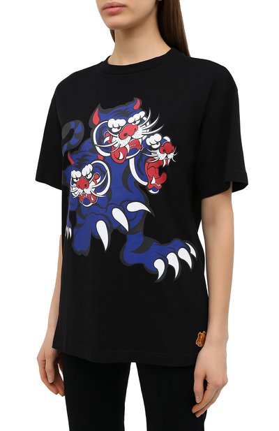 Хлопковая футболка KENZO черного цвета по цене 16050 руб., арт. FB52TS6414SJ, фото 3 Хлопковая футболка KENZO, арт. FB52TS6414SJ, фото 3