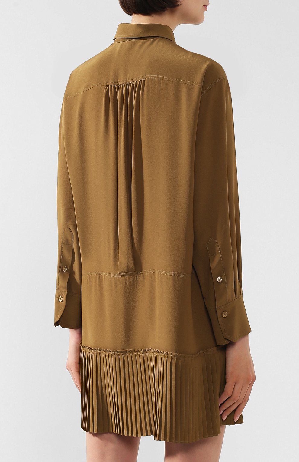 Шелковое платье CHLOÉ хаки цвета по цене 270500 руб., арт. CHC20SR041004, фото 4 Шелковое платье CHLOÉ, арт. CHC20SR041004, фото 4