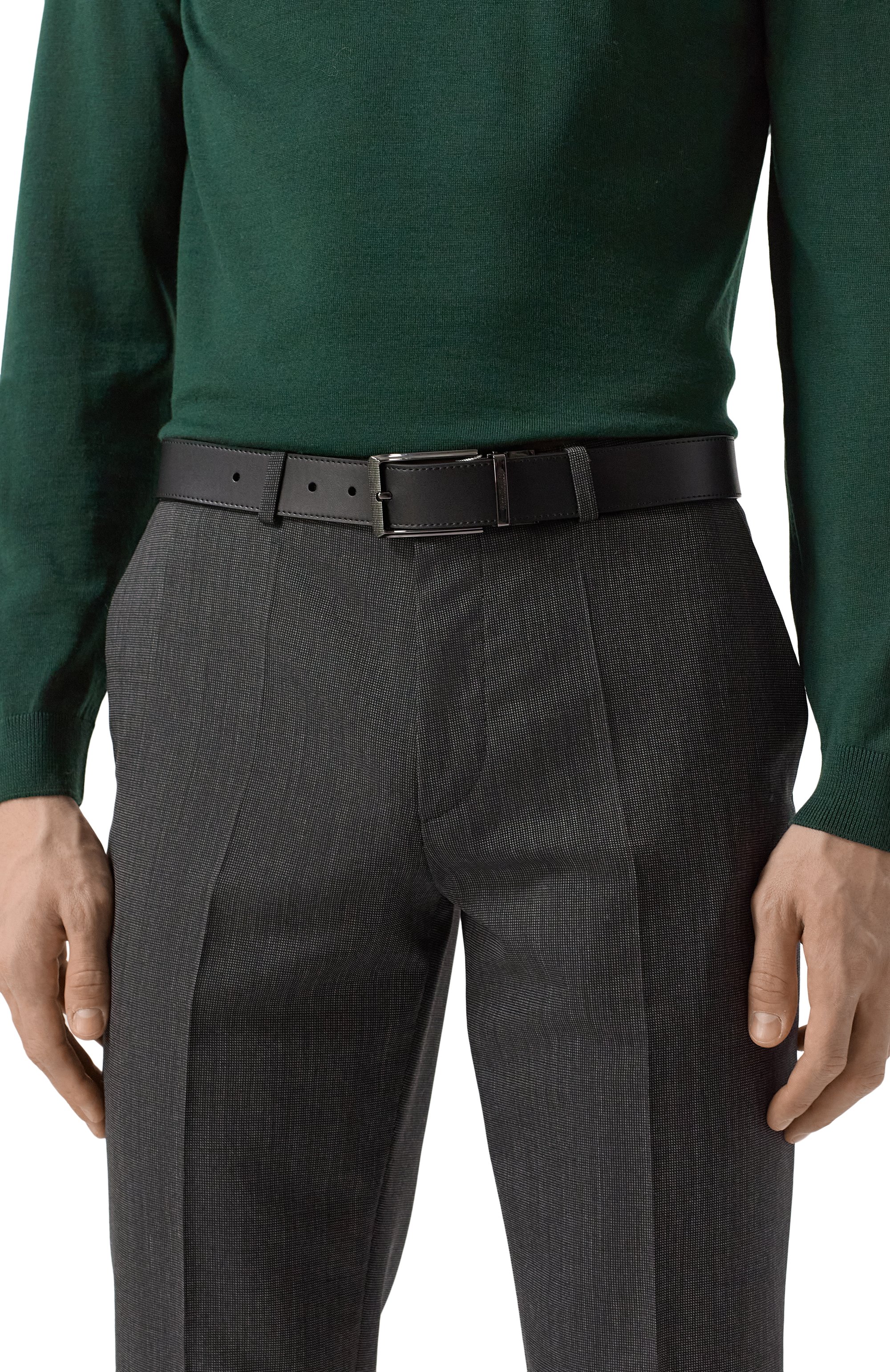 Двусторонний ремень DIRK BIKKEMBERGS черного цвета по цене 12000 руб., арт. BKCU00178M, фото 2 Двусторонний ремень DIRK BIKKEMBERGS, арт. BKCU00178M, фото 2