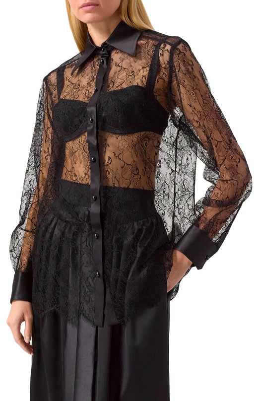 Блузка из вискозы и шелка Dolce & Gabbana F5R86T/HLM90 Чёрный  F5R86T/HLM90 Фото 3