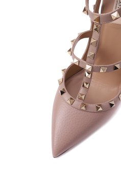Женские кожаные туфли rockstud 100 VALENTINO бежевого цвета, арт. 6W2S0393/VCE | Фото 7 (Подошва: Плоская; Материал сплава: Проставлено; Материал внешний: Натуральная кожа; Каблук высота: Высокий; Материал внутренний: Натуральная кожа; Драгоценные камни: Проставлено; Каблук тип: Шпилька)