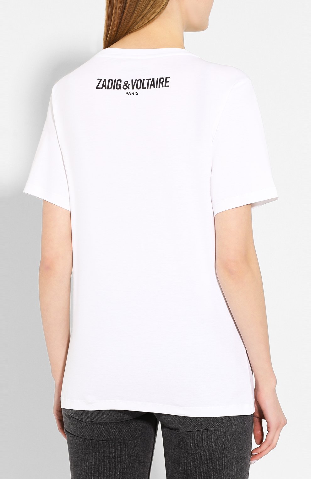Хлопковая футболка ZADIG AND VOLTAIRE белого цвета по цене 8780 руб., арт. PWGTR1801F, фото 4 Хлопковая футболка ZADIG AND VOLTAIRE, арт. PWGTR1801F, фото 4