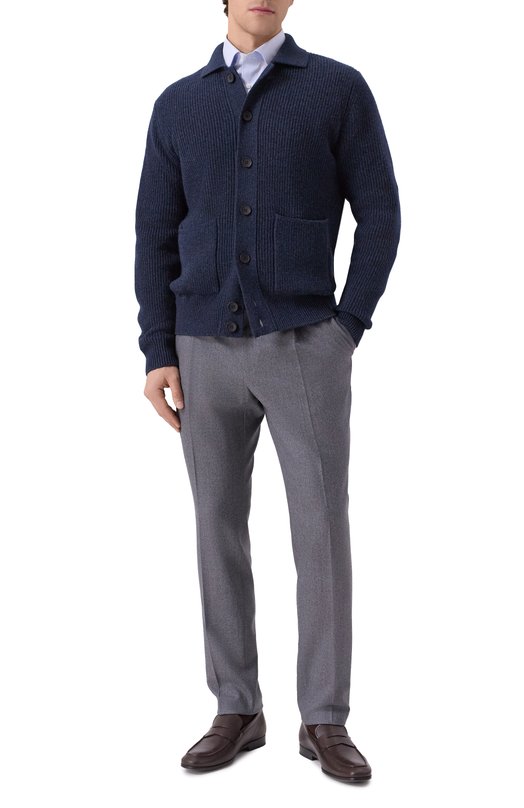 Кардиган из шерсти и кашемира Andrea Campagna CA3MLT/WC7P Синий  CA3MLT/WC7P Фото 2