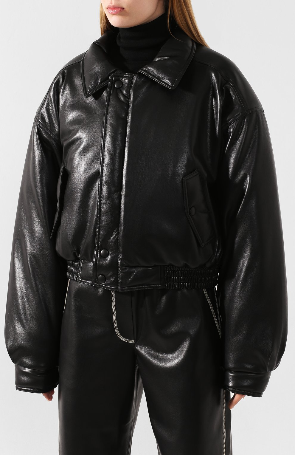 Бомбер NANUSHKA, арт. B0MI_BLACK_VEGAN LEATHER, фото 3