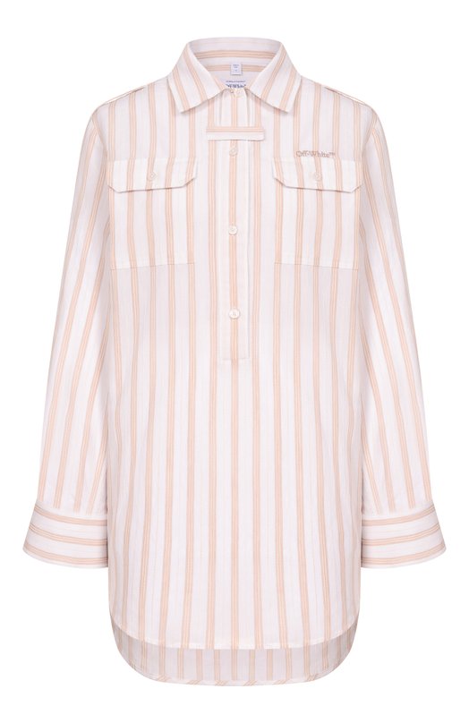 Платье из вискозы и хлопка Off-White 0WDG00FS26FAB001 Кремовый 0WDG00FS26FAB001