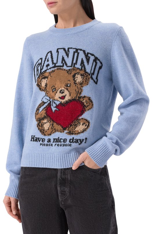 Шерстяной свитер Ganni A1070047 Голубой  A1070047 Фото 3