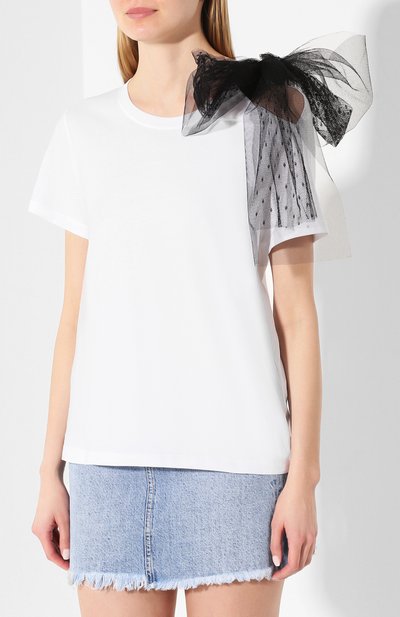 Хлопковая футболка REDVALENTINO белого цвета по цене 17050 руб., арт. TR0MG04Y/555, фото 3 Хлопковая футболка REDVALENTINO, арт. TR0MG04Y/555, фото 3