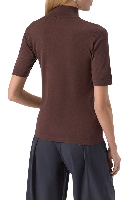 Водолазка из кашемира и шелка Brunello Cucinelli M13800004P Коричневый  M13800004P Фото 4