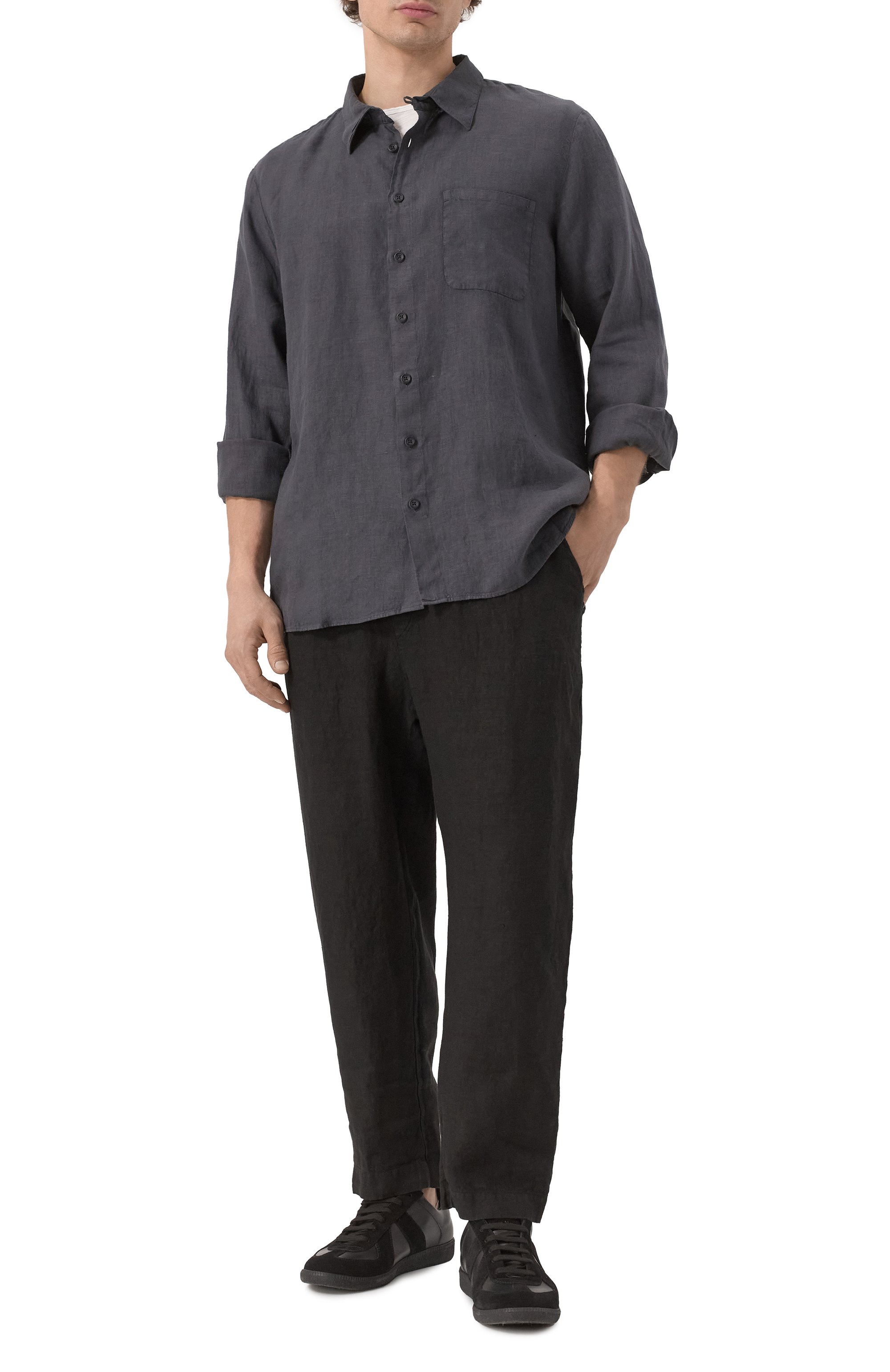 Льняная рубашка HANNES ROETHER темно-серого цвета по цене 27300 руб., арт. K0N29ZESS.608, фото 2 Льняная рубашка HANNES ROETHER, арт. K0N29ZESS.608, фото 2