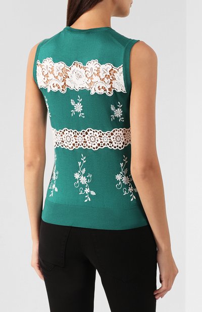 Топ из смеси шелка и хлопка DOLCE & GABBANA зеленого цвета по цене 199000 руб., арт. FX360T/JASFF, фото 4 Топ из смеси шелка и хлопка DOLCE & GABBANA, арт. FX360T/JASFF, фото 4