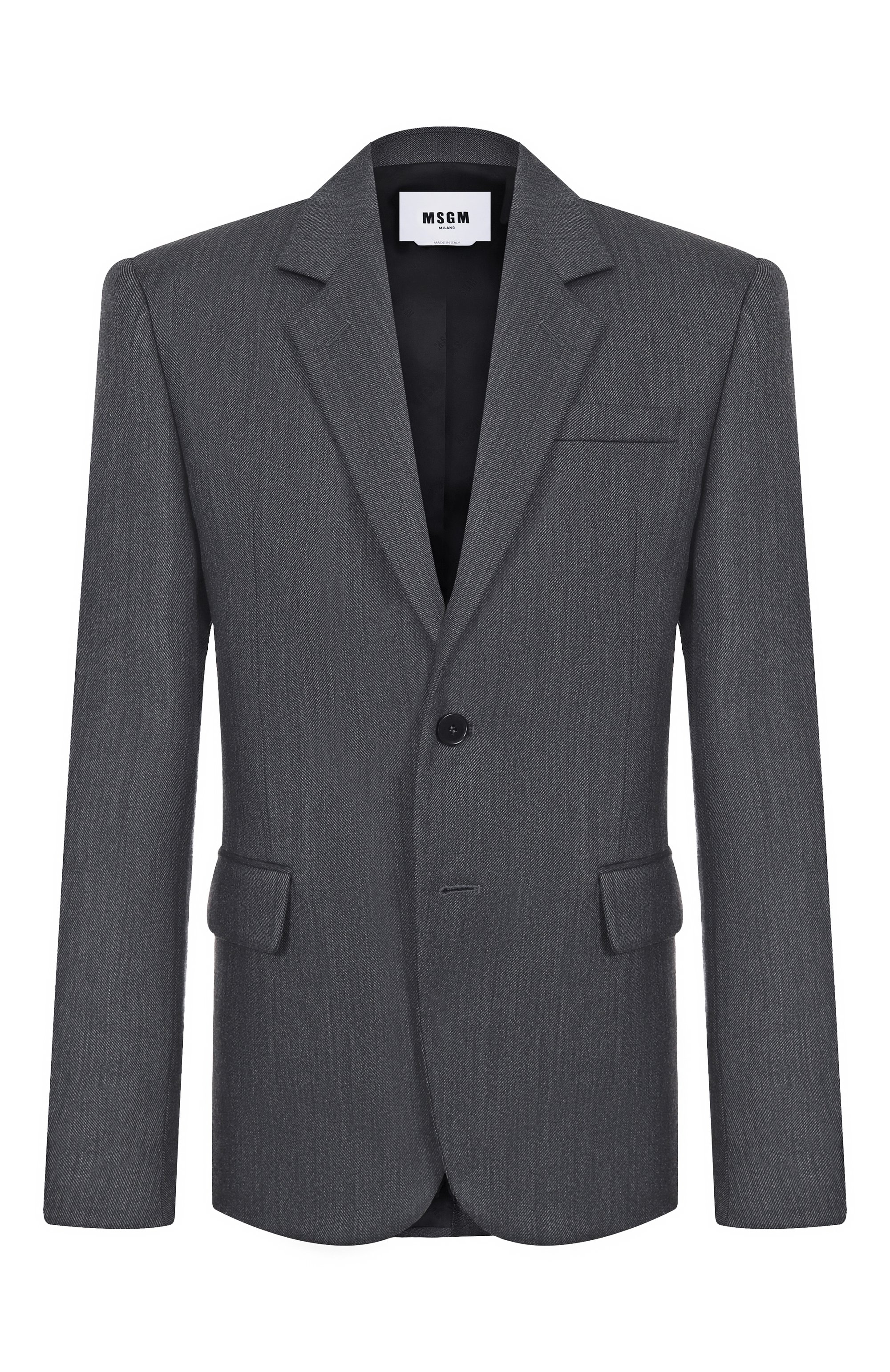 Шерстяной пиджак MSGM темно-серого цвета по цене 69950 руб., арт. 3940MG09/257506, фото 1 Шерстяной пиджак MSGM, арт. 3940MG09/257506, фото 1