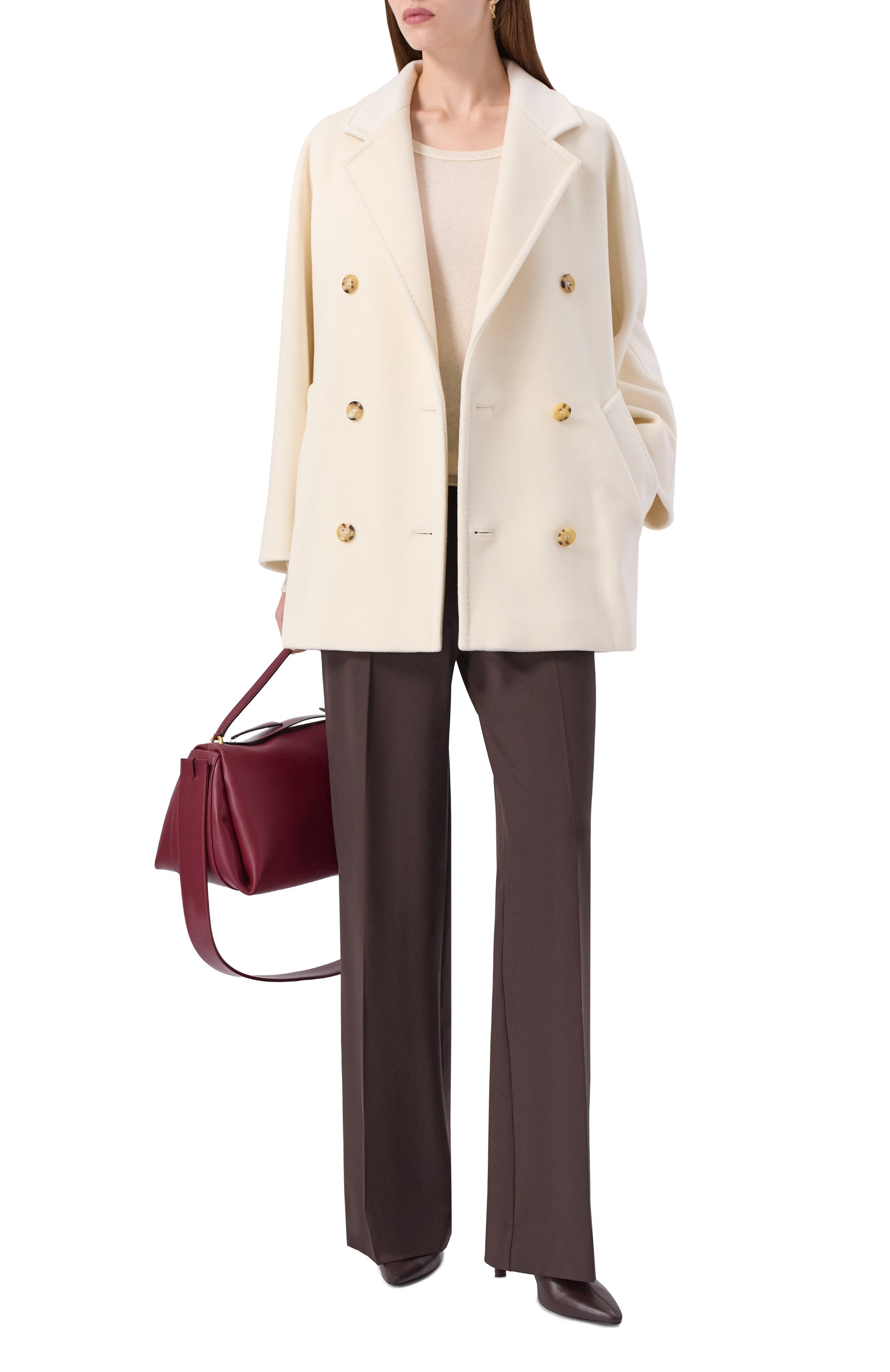 Пальто из шерсти и кашемира MAX MARA кремового цвета по цене 237500 руб., арт. REBUS, фото 2 Пальто из шерсти и кашемира MAX MARA, арт. REBUS, фото 2