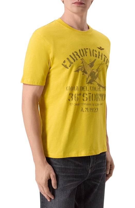 Хлопковая футболка Aeronautica Militare TS2525UJ00686 Жёлтый  TS2525UJ00686 Фото 3