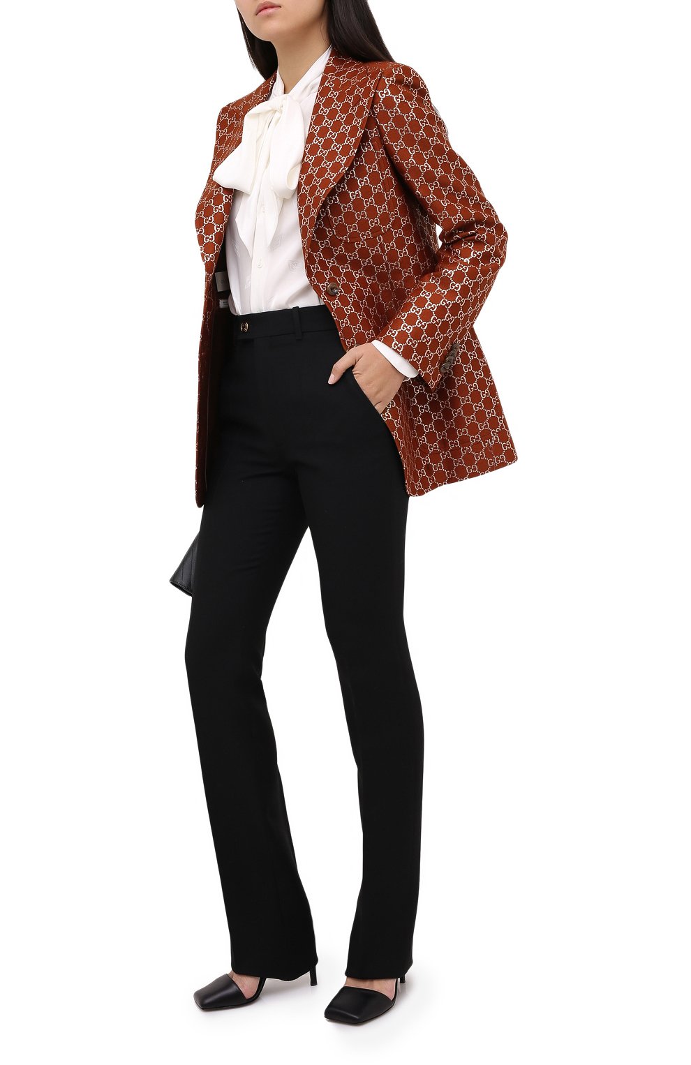 Брюки из шелка и шерсти GUCCI черного цвета по цене 113760 руб., арт. 627880/ZAD88, фото 2 Брюки из шелка и шерсти GUCCI, арт. 627880/ZAD88, фото 2