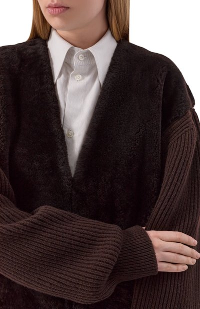 Комбинированный свитер JIL SANDER коричневого цвета по цене 786500 руб., арт. J02NC0276/J07215, фото 5 Комбинированный свитер JIL SANDER, арт. J02NC0276/J07215, фото 5