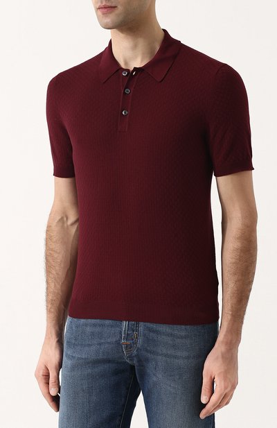 Однотонное хлопковое поло ANDREA CAMPAGNA, арт. 57174/20619, фото 3