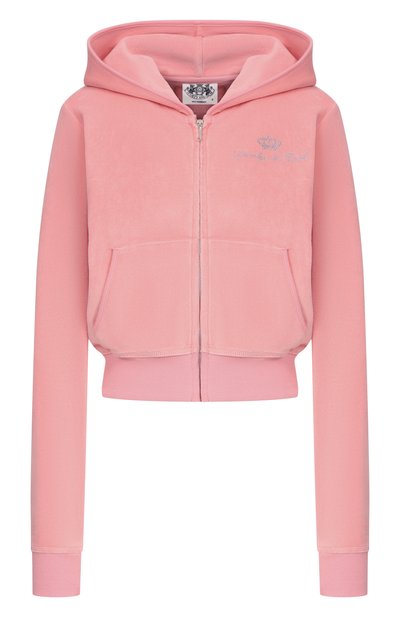 Женский хлопковая толстовка SPORTY AND RICH, арт. CA046716689PI07/JUICY SCRIPT VEL0UR ZIP H00DIE