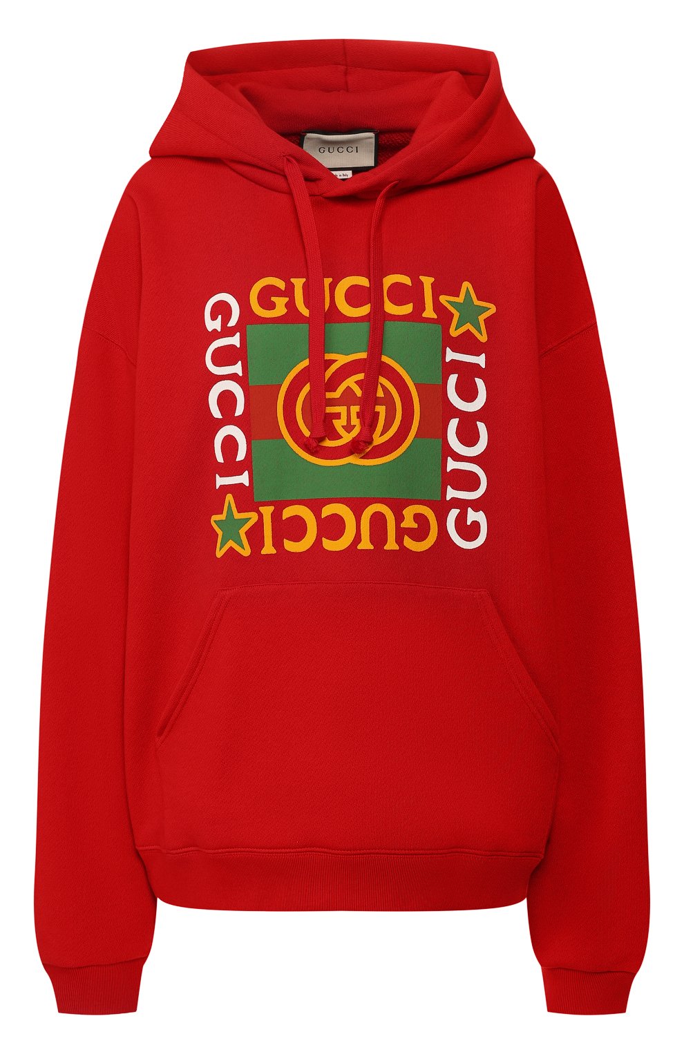 Хлопковое худи GUCCI красного цвета по цене 115500 руб., арт. 605154/XJB8V, фото 1 Хлопковое худи GUCCI, арт. 605154/XJB8V, фото 1