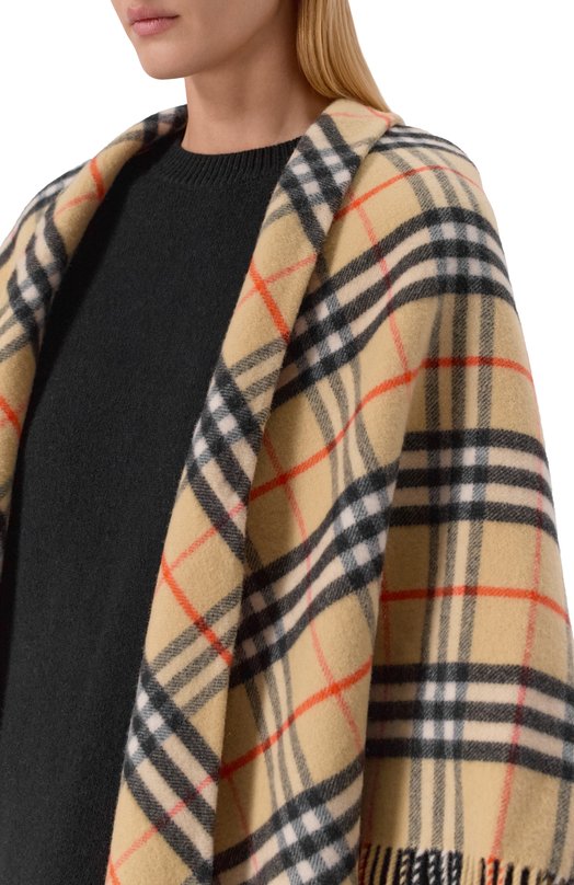 Накидка из шерсти и кашемира Burberry 8113128 Бежевый  8113128 Фото 5