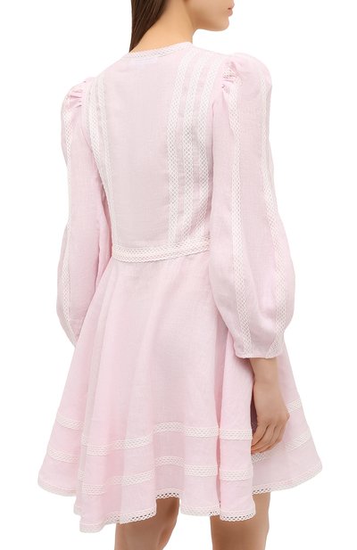 Льняное платье A MERE CO розового цвета по цене 46250 руб., арт. AMC-RSS21-01PW, фото 4 Льняное платье A MERE CO, арт. AMC-RSS21-01PW, фото 4