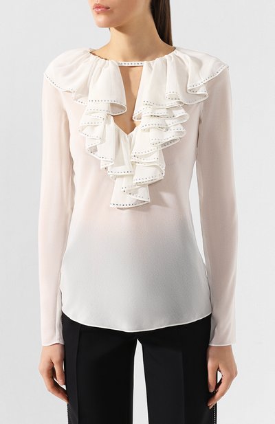 Блузка PHILOSOPHY DI LORENZO SERAFINI белого цвета по цене 53000 руб., арт. A0213/5717, фото 3 Блузка PHILOSOPHY DI LORENZO SERAFINI, арт. A0213/5717, фото 3