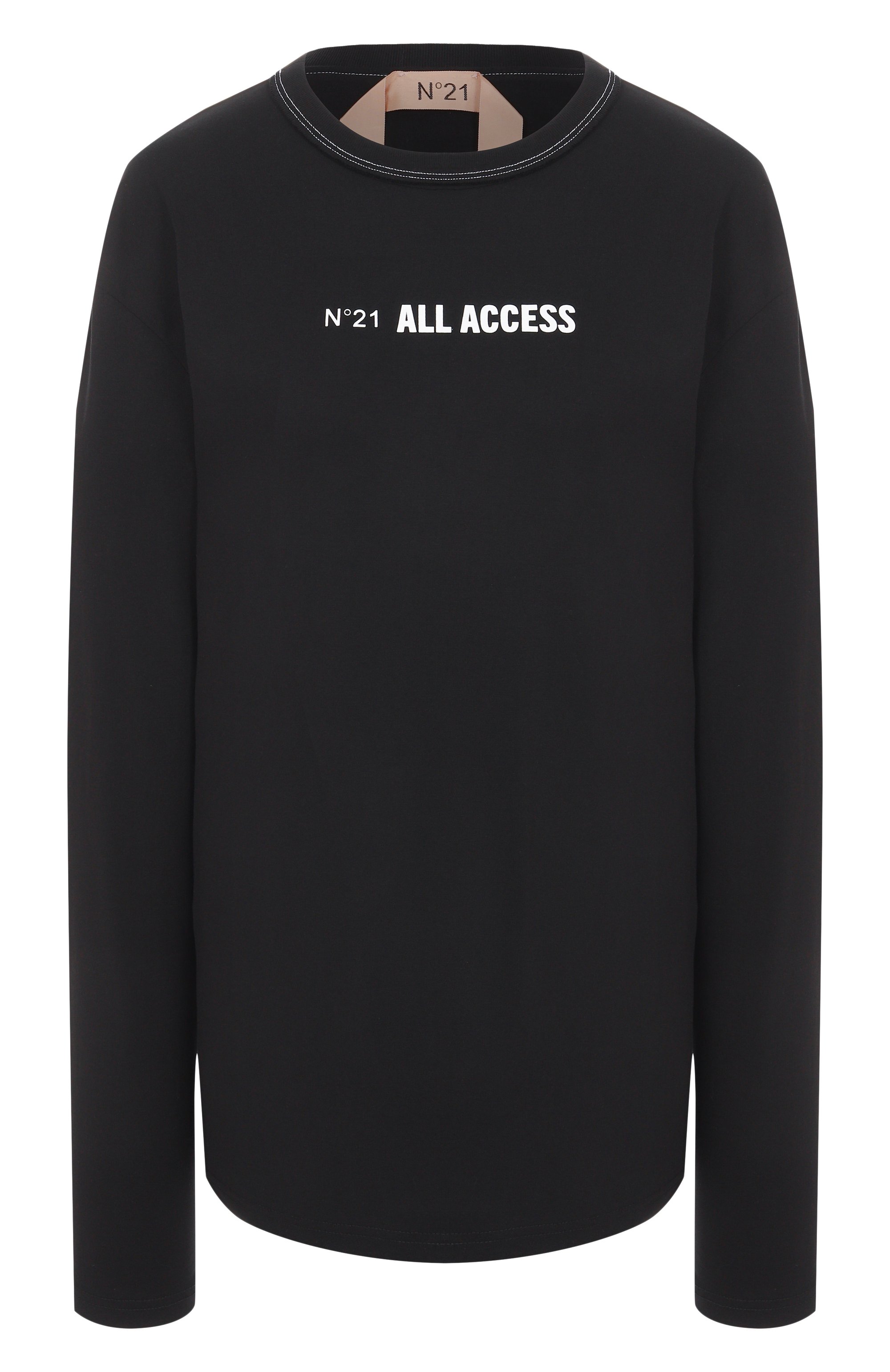 Хлопковый лонгслив N21 черного цвета по цене 25100 руб., арт. F041/6328, фото 1 Хлопковый лонгслив N21, арт. F041/6328, фото 1