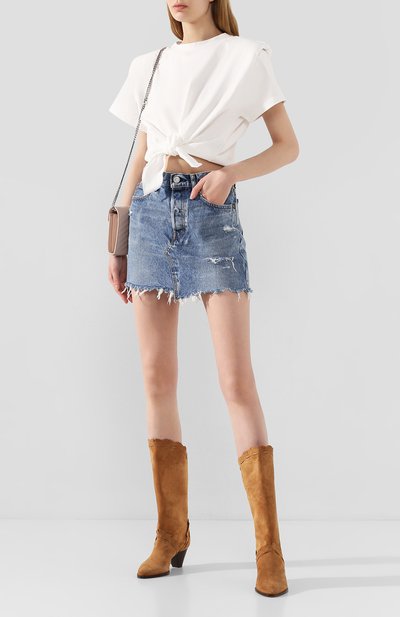 Хлопковая футболка ISABEL MARANT белого цвета по цене 34500 руб., арт. TS0749-20E054I/BELITA, фото 2 Хлопковая футболка ISABEL MARANT, арт. TS0749-20E054I/BELITA, фото 2