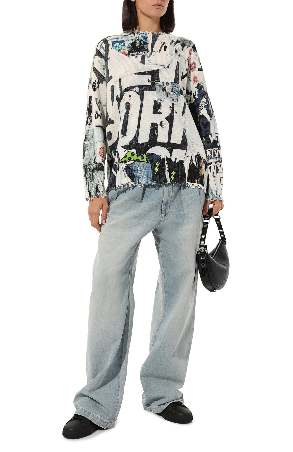 Хлопковый пуловер R13 разноцветного цвета по цене 57400 руб., арт. R13WY009-Y080B, фото 2 Хлопковый пуловер R13, арт. R13WY009-Y080B, фото 2